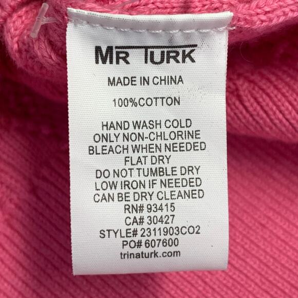 MR TURK Size XL Pink Cable Knit Cotton Half Placket Polo - Picture 6 of 6